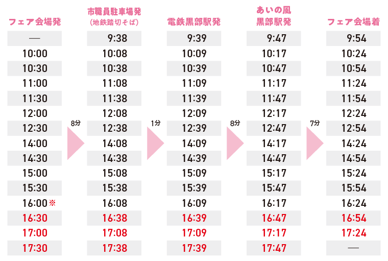 くろべフェア2023 三日市シャトルバス